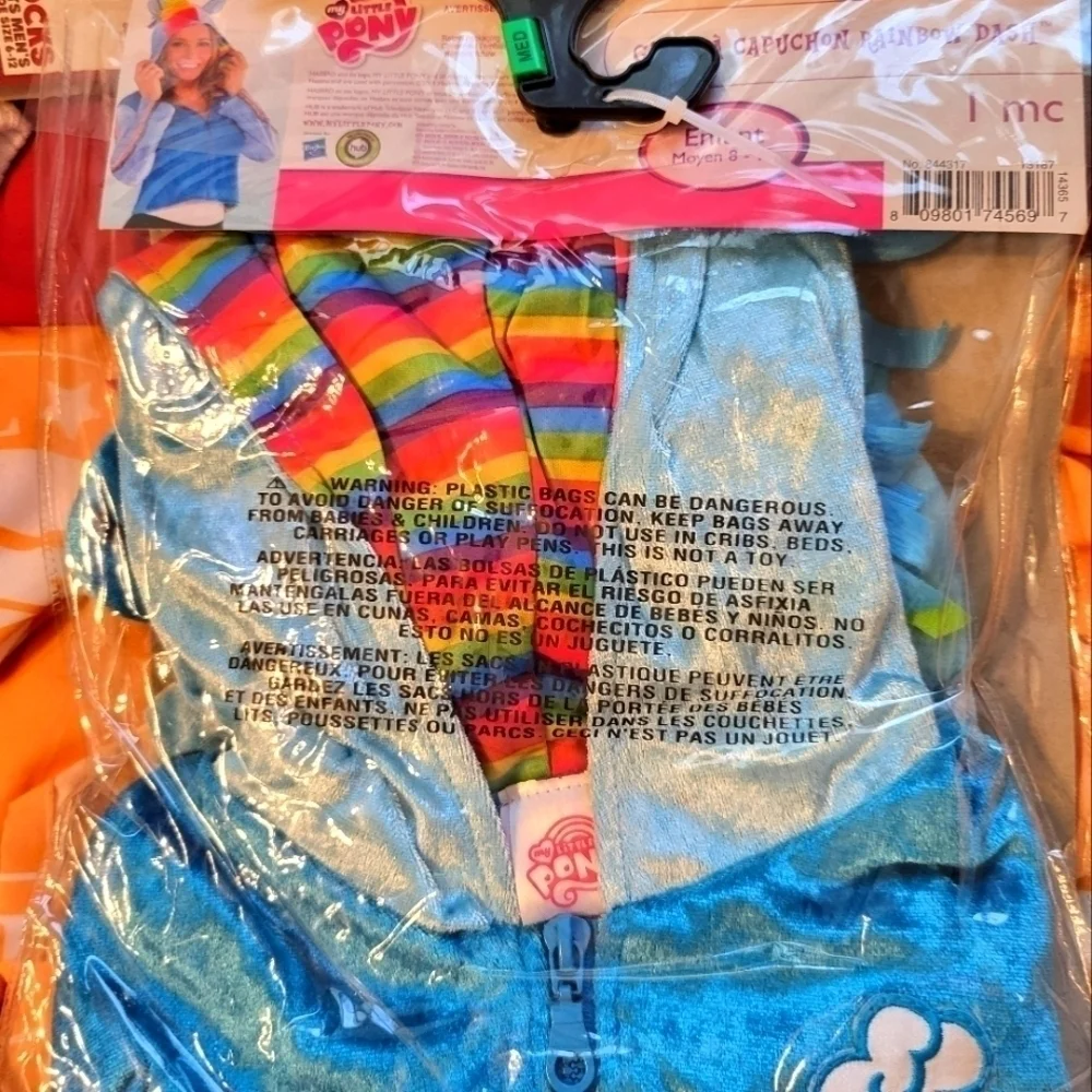 New In package child Med 8-10 Rainbow Dash Hoodie